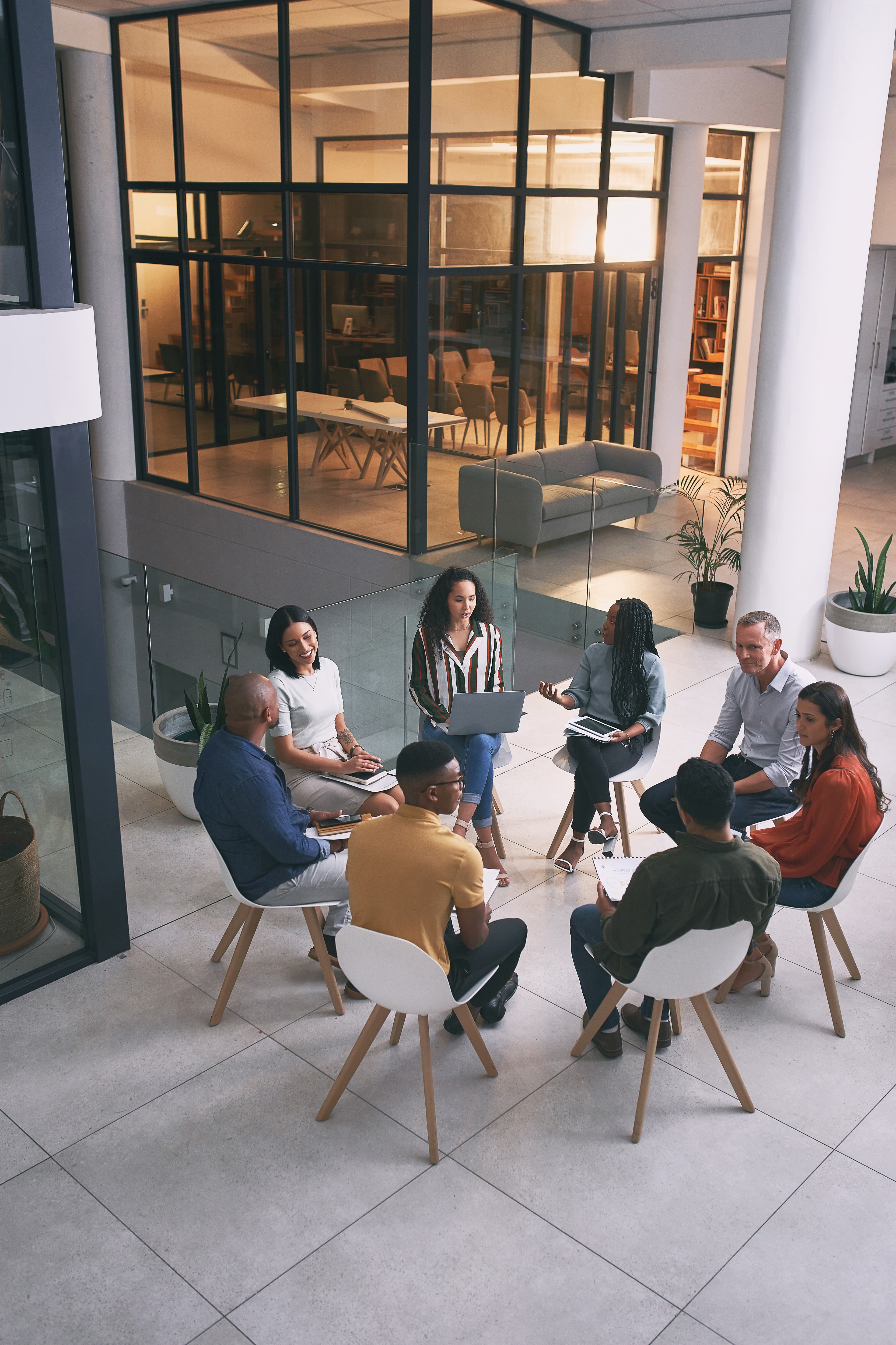 Collaborative group of professionals in a meeting